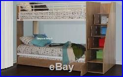 Modern Kids Bunk Beds with Storage Stairs and Guest Trundle Bed Oak or White