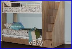 Modern Kids Bunk Beds with Storage Stairs and Guest Trundle Bed Oak or White