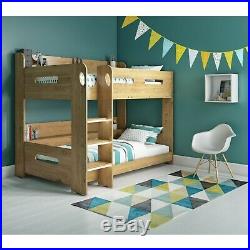 Modern Kids Oak Bunk Bed + Storage Shelves