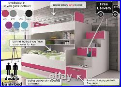 Modern Kids Youth Bunk Bed Bedding Container Storage Bedroom Boy Girl Mattresses