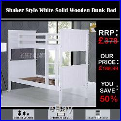 Modern Otis Shaker Style White Finish Solid Wooden Bunk Bed Frame Quality Value