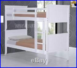 Modern Otis Shaker Style White Finish Solid Wooden Bunk Bed Frame Quality Value
