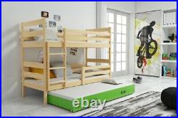 Modern Triple Double Bunk Bed Storage Bed Pine Tree Wood Frame Bedroom Boy Girl