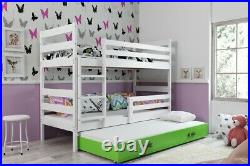 Modern Triple Double Bunk Bed Storage Bed Pine Tree Wood Frame Bedroom Boy Girl