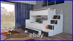 Modern Triple Double Bunk Bed Storage Boy Girl Bedroom Kids Child Youth