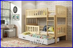Modern Triple Double Solid Wood Wooden Bunk Bed Storage Bed Pine Wood Frame