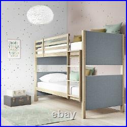 Morgan Upholstered Bunk Bed in Grey and Natural Wood