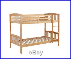 Natural Pine or White Single 3FT Kids Bunk Bed Wooden Frame with Mattress Option
