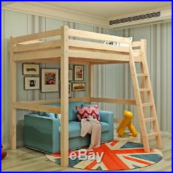 Natural/White Wooden Kids Bunk Bed High Sleeper Pine Cabin Bed Loft Space Saver