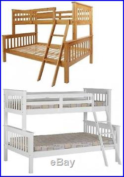 Neptune Triple Sleeper Top Single 3ft & Bottom Small Double 4ft Wooden Bunk Bed