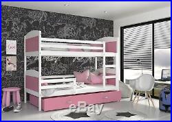 New Modern Wooden BUNK BED For Children Kids +Mattresses +Drawer +FREE DELIVERY