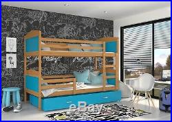 New Modern Wooden BUNK BED For Children Kids +Mattresses +Drawer +FREE DELIVERY