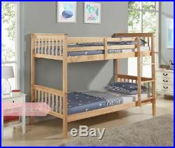 New Wooden Bunk Bed Single Frame 3FT Size White Grey Natural Pine Mattress Kids