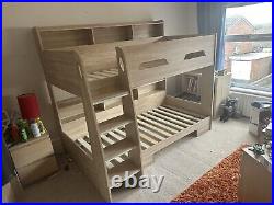 ORION BUNK BED OAK SINGLE 3FT BED FRAME With STORAGES JULIAN BOWEN