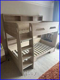 ORION BUNK BED OAK SINGLE 3FT BED FRAME With STORAGES JULIAN BOWEN