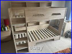 ORION BUNK BED OAK SINGLE 3FT BED FRAME With STORAGES JULIAN BOWEN