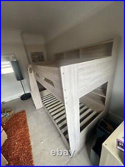 ORION BUNK BED OAK SINGLE 3FT BED FRAME With STORAGES JULIAN BOWEN