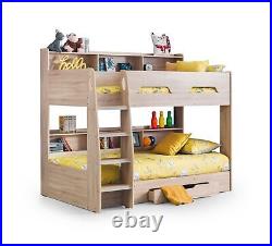 Oak Bunk Bed Frame Julian Bowen Orion 3FT Single Sonoma with drawer & shelves