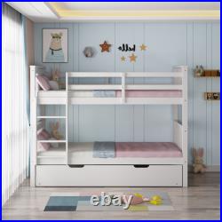 Oliver White Wooden Bunk Bed With Trundle Single