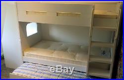 Olympic Bunk Beds with Large Desk And Trundle Guest Bed White or Oak Finish