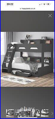 Orion Anthracite Wooden Storage Triple Sleeper Bunk Bed Frame PERFECT CONDN