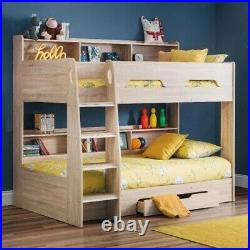 Orion Oak Wooden Storage Bunk Bed Frame Only, NO mattresses 3ft Single