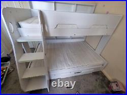 Orion White Wooden Storage Triple Sleeper Bunk Bed Frame Only, 16 months old