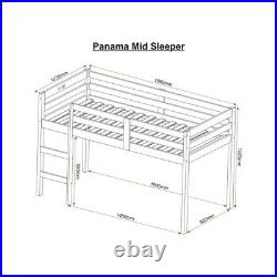 Panama Mid Sleeper in White, Single Bed, Kids Bed Loft Bed Bunk Bed