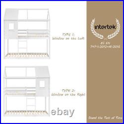 Pine Bunk Bed House Canopy Wooden Frame Kids Sleeper White Treehouse 3FT Single