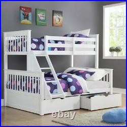 Pine Double Bunk Beds With Drawers Triple Sleeper For Three Children or Adults