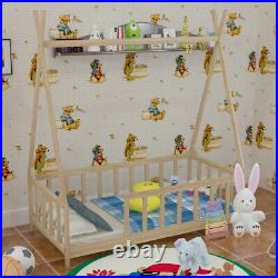 Pine Wooden Kids Bed House Frame Baby Toddler Children Slatted Bedframe Bedstead
