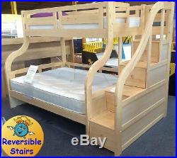 Pine Wooden Triple Bunk Beds With Stairs Solid Wood New Childrens Bed Double