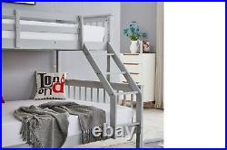 Pine Wooden Triple Trio Sleeper Bunk Bed Frame Double 4FT6 Single 3FT Grey White