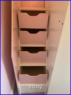 Pink Fairy Princess Castle Playhouse Bunk Bed c/w Built In Drawers & Steps