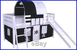 Pirate Cabin Bed Bunk With Ladder Slide New 3ft Single Boys White Wooden Kids