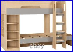 Pluto Bunk Bed Single in Grey and Oak Effect Finish with Storage 2 Man Delivery