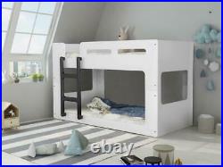 Pluto Kids White Bunk Bed Low Cabin Style Fun Play Den 3ft Single