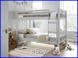 Primo Barcelona 3FT x 6FT3 Single Dove Grey Wooden Bunk Bed With Two Mattresses