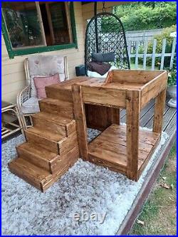 Raised Dog / Cat Bunk Bed Handmade From Reclaimed Wood