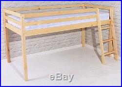 SHORTY Cabin Bed Mid sleeper Loft Bunk Kids Childrens Tents White Wooden 2FT 6