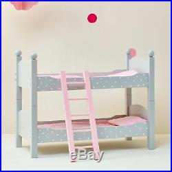 SOLD OUT Grey Doll Bunk Bed 18 Dolls Wooden Furniture Bedroom Toy Role Play TD