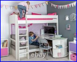 STOMPA Bunk Bed with cosy grey sofa, extendable desk and pull-out sleepover bed