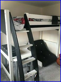 Scallywag Kids High Sleeper Bed Desk Futon Bunk White & Black great condition