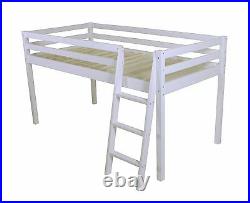Shorty Cabin Bed 2ft 6 New Mid Sleeper loft Bunk White Frame Childrens Bed Pine