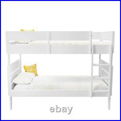 Single Bunk Bed Detachable White Wooden Scandi Style with Ladder