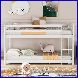 Single Bunk Bed Frame 3FT Wooden Kids Bed with Ladder for Twin Children White