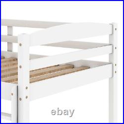 Single Bunk Bed Frame 3FT Wooden Kids Bed with Ladder for Twin Children White