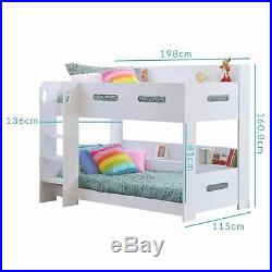 Single Bunk Bed Kids Wooden Sleeper Shelf Compact Bedroom Furniture Ladder