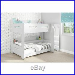 Single Bunk Bed Kids Wooden Sleeper Shelf Compact Bedroom Furniture Ladder