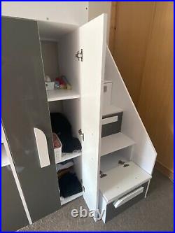 Single Bunk bed with desk and mattress